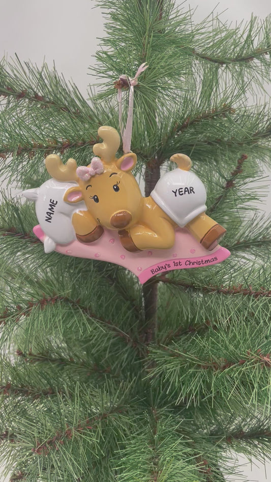 Baby Reindeer Pink Ornament