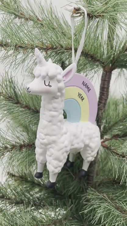 Llamacorn Personalized Christmas Ornament