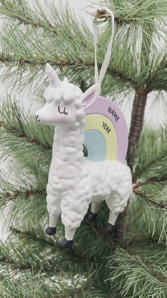 Llamacorn Personalized Christmas Ornament