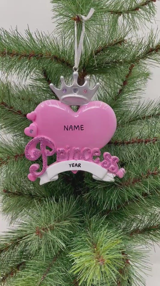 Princess Heart Personalized Christmas Ornament Perfect Gift for Kids Custom Christmas Family Ornaments - Kid Ornaments
