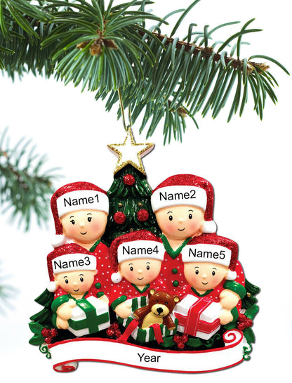 Opening Presents Family Ornament Personalized Ornament Family of 2 3 4 5 6 Christmas Ornament Holiday Gift Hand Personalized - Family of 5