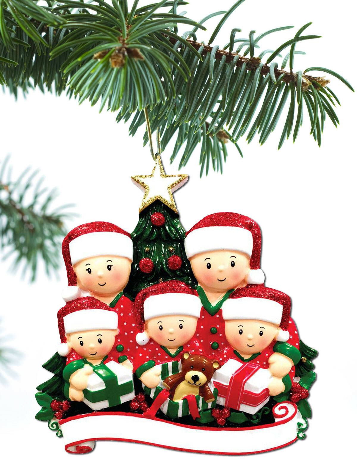 Opening Presents Family Ornament Personalized Ornament Family of 2 3 4 5 6 Christmas Ornament Holiday Gift Hand Personalized - Family of 5