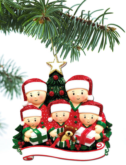 Opening Presents Family Ornament Personalized Ornament Family of 2 3 4 5 6 Christmas Ornament Holiday Gift Hand Personalized - Family of 5