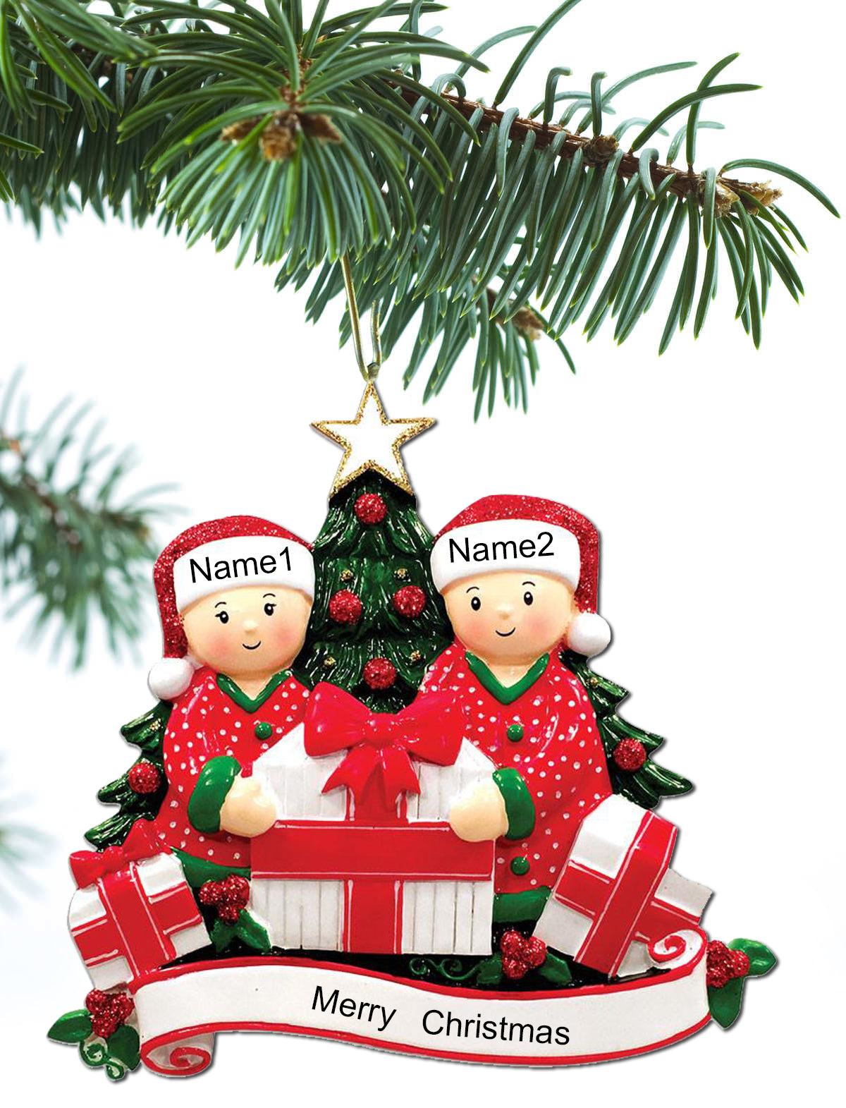 Opening Presents Family Ornament Personalized Ornament Family of 2 3 4 5 6 Christmas Ornament Holiday Gift Custom - Family of 2 Ornaments