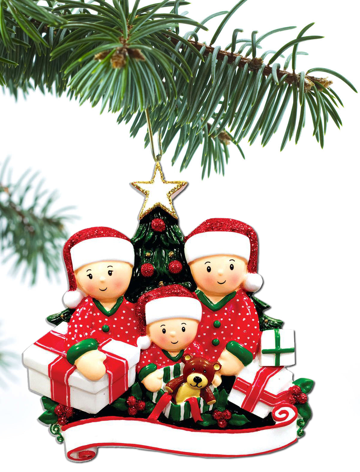 Opening Presents Family Ornament Personalized Ornament Family of 2 3 4 5 6 Christmas Ornament Holiday Gift Handwritten Ornament- Family of 3