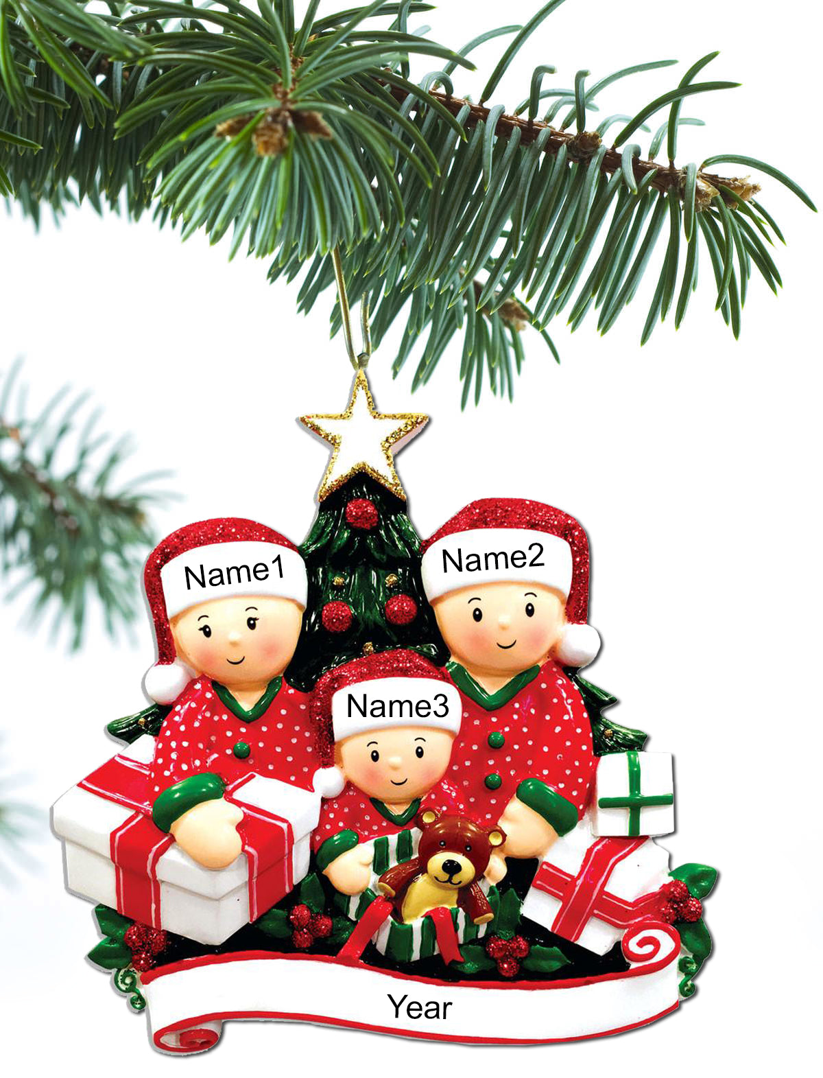 Opening Presents Family Ornament Personalized Ornament Family of 2 3 4 5 6 Christmas Ornament Holiday Gift Handwritten Ornament- Family of 3