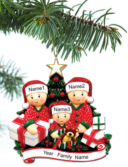 Opening Presents Family Ornament Personalized Ornament Family of 2 3 4 5 6 Christmas Ornament Holiday Gift Handwritten Ornament- Family of 3