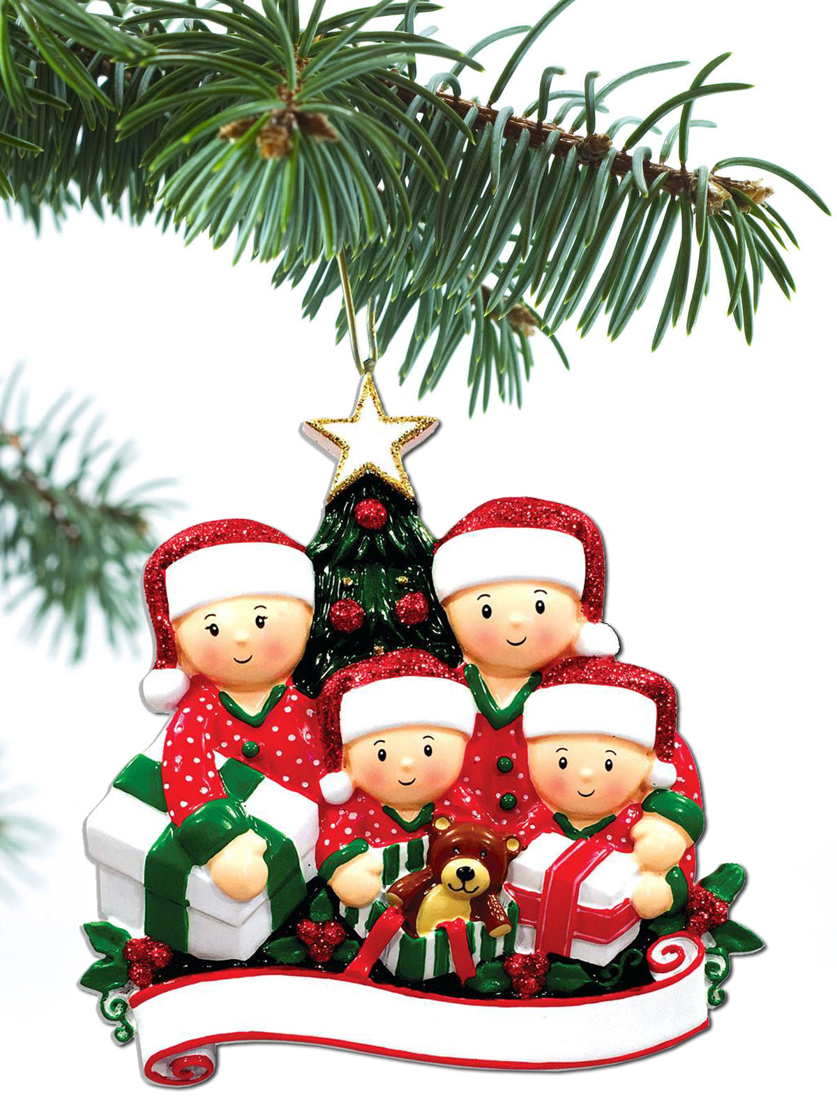 Opening Presents Family Ornament Personalized Ornament Family of 2 3 4 5 6 Christmas Ornament Holiday Gift Hanging ornament - Family of 4